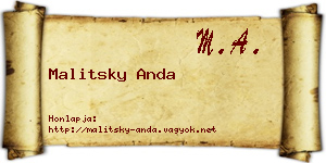 Malitsky Anda névjegykártya